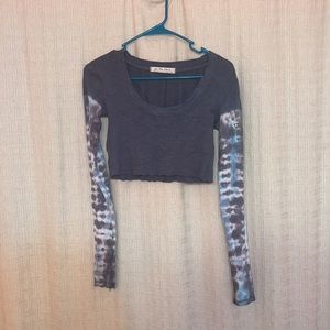 We The Free long sleeve tie dye crop top blue grey